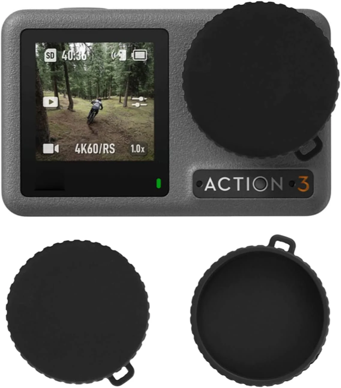 دو عدد پوشش محافظ لنز سیلیکونی eWINNER سازگار با دوربین DJI ACTION 5 PRO/ACTION 4/3 / درپوش لنز ورزشی محافظ در برابر گرد و غبار، افتادن و خراشیدگی، لوازم جانبی جایگزین دوربین