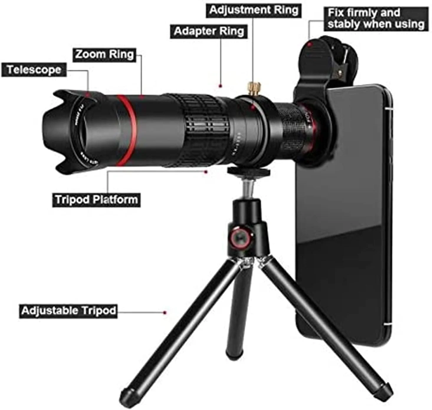 لنز تله فوتو 22X HD 4K دوربین گوشی موبایل یونیورسال ای وینر به همراه گیره و سه پایه، مناسب برای آیفون و سامسونگ لنز تله فوتو 22X HD 4K دوربین گوشی موبایل یونیورسال ای وینر به همراه گیره و سه پایه، مناسب برای آیفون و سامسونگ