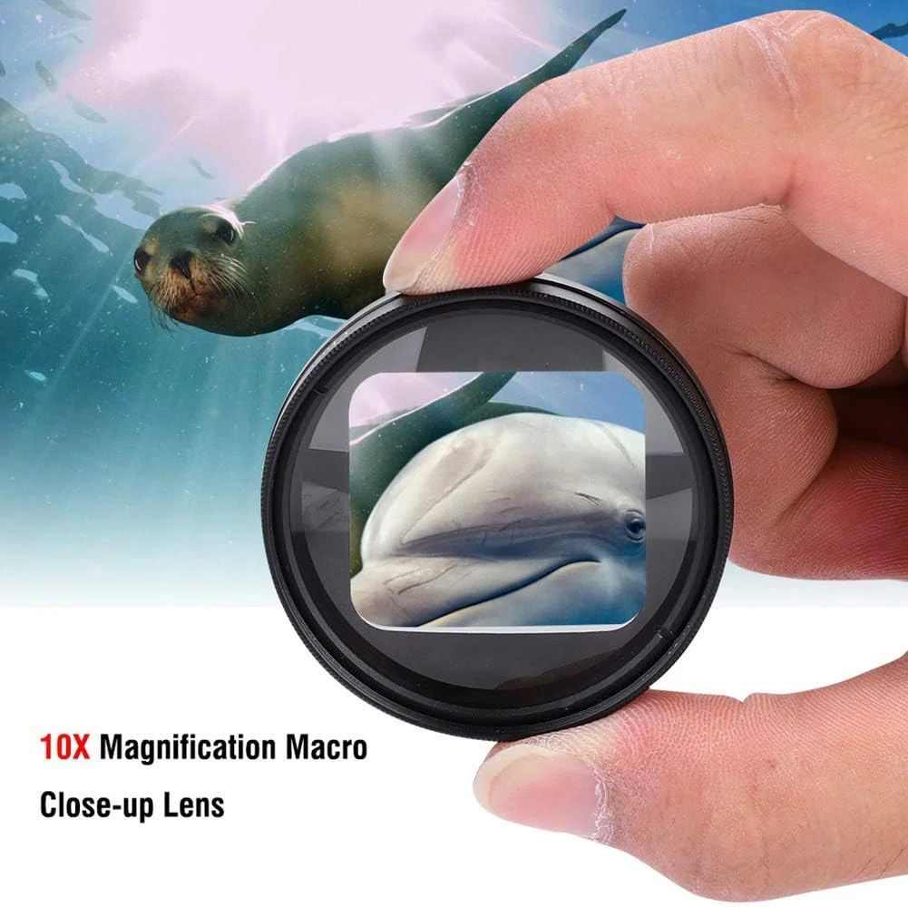 فیلتر لنز دوربین اکشن eWINNER 52mm، فیلتر ماکرو کلوزآپ حرفه ای برای عکاسی زیر آب با بزرگنمایی 10X و وضوح بالا، سازگار با بدنه دوربین GoPro Hero 7/6/5/Black فیلتر لنز دوربین اکشن eWINNER 52mm، فیلتر ماکرو کلوزآپ حرفه ای برای عکاسی زیر آب با بزرگنمایی 10X و وضوح بالا، سازگار با بدنه دوربین GoPro Hero 7/6/5/Black