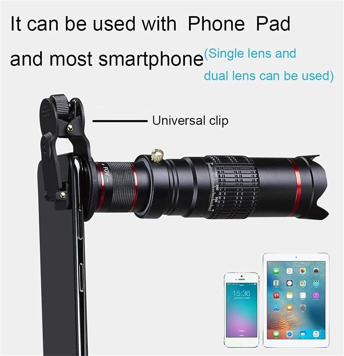 کیت لنز موبایل eWINNER به همراه قاب/گیره و دستمال برای Apple iPhone/Samsung/Huawei/Incl کیت لنز موبایل eWINNER به همراه قاب/گیره و دستمال برای Apple iPhone/Samsung/Huawei/Incl