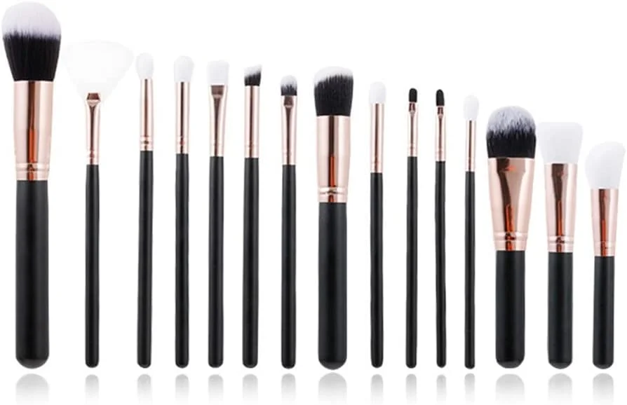 ست برس آرایشی 15 عددی SKipdr، شامل برس های کرم پودر، رژگونه، سایه چشم، لب و ابزار آرایشی چوبی