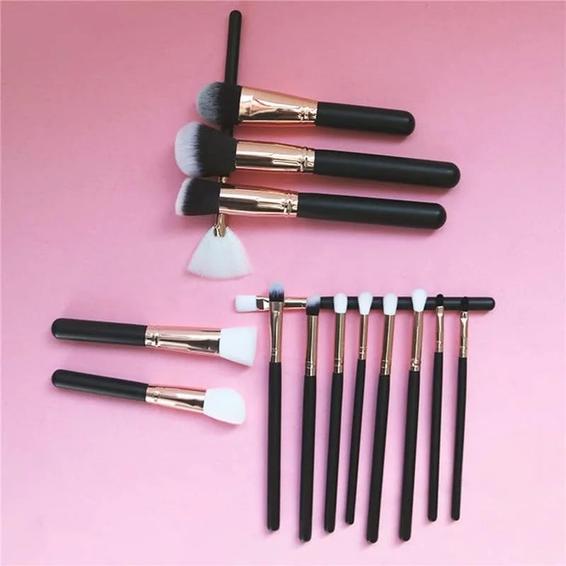 ست برس آرایشی 15 عددی SKipdr، شامل برس های کرم پودر، رژگونه، سایه چشم، لب و ابزار آرایشی چوبی