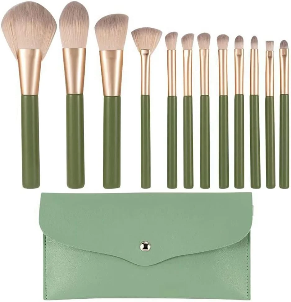 ست برس آرایشی 12 عددی SKipdr موهای فوق العاده نرم، برس کانسیلر، برس سایه چشم، ابزار آرایش حرفه ای (رنگ: سبز)