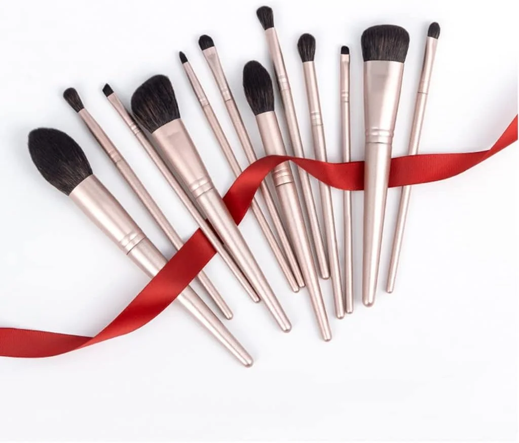 ست برس آرایشی 12 عددی SKipdr، برس های حرفه ای برای پودر، هایلایتر، کرم پودر، سایه چشم و ترکیب