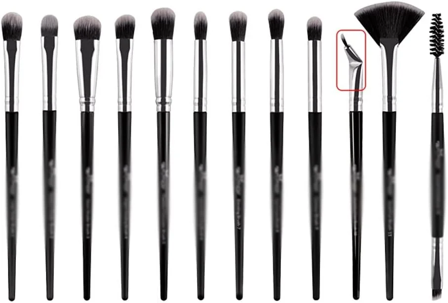 ست برس آرایشی 12 عددی Skipdr، مناسب سایه چشم، ترکیب، خط چشم، مژه و ابرو، برس سایه چشم حرفه ای