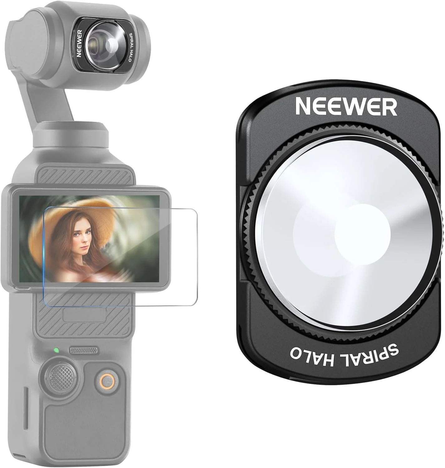 فیلتر لنز منشور هاله مارپیچی NEEWER سازگار با DJI Osmo Pocket 3 و لوازم جانبی Creator Combo، فیلتر اثر دوربین گیمبال شیشه ای اپتیکال HD چند لایه مغناطیسی با محافظ صفحه نمایش، FL-C35