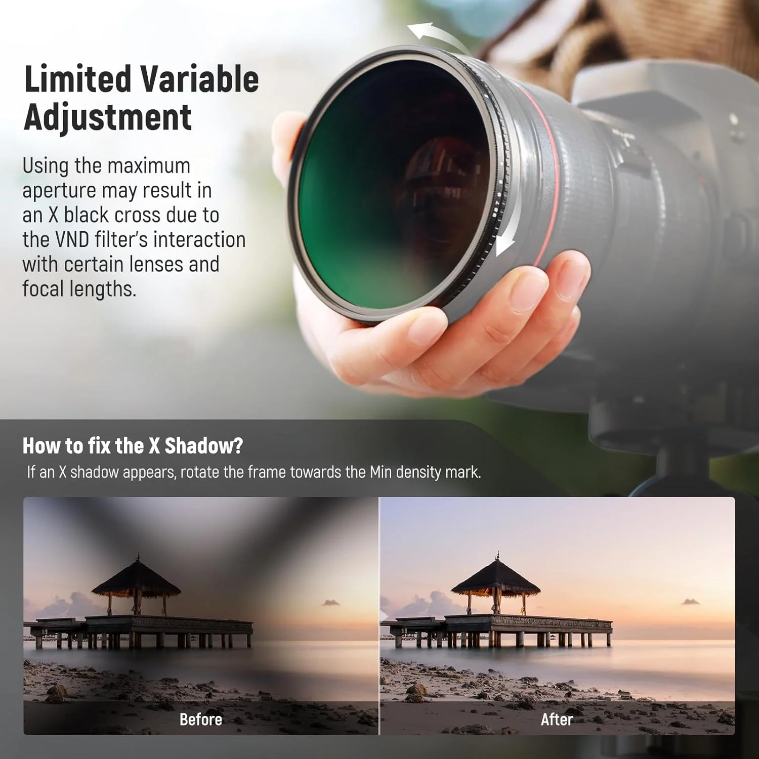 فیلتر ND2-ND400 متغیر رنگ واقعی NEEWER 82mm، فیلتر کاهنده نور خنثی قابل تنظیم با توقف های سخت، دارای شیشه اپتیکال HD چند لایه/فریم آلومینیومی/ضد آب/ضد خش