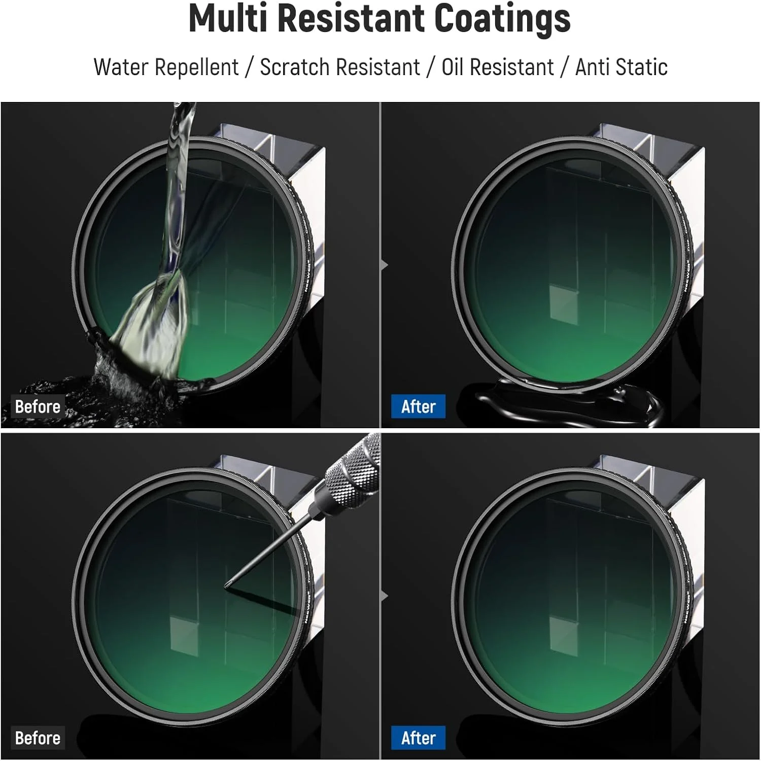 فیلتر ND2-ND400 متغیر رنگ واقعی NEEWER 82mm، فیلتر کاهنده نور خنثی قابل تنظیم با توقف های سخت، دارای شیشه اپتیکال HD چند لایه/فریم آلومینیومی/ضد آب/ضد خش