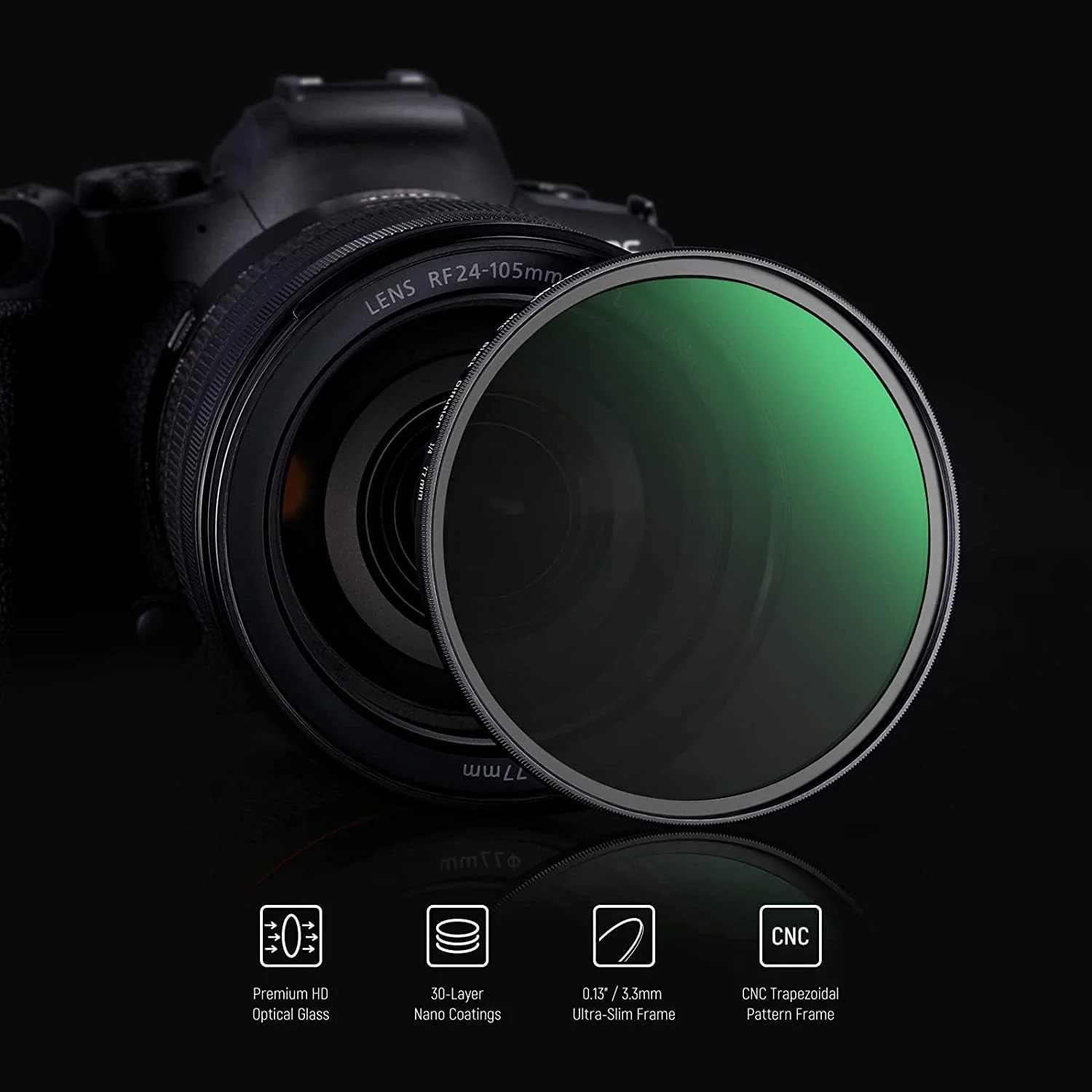 فیلتر دیفیوژن سیاه 77 میلی‌متری Neewer 1/4، فیلتر ایجاد کننده جلوه سینمایی رویایی و مه آلود، شیشه اپتیکال HD فوق‌العاده باریک، مقاوم در برابر آب و خراش، 30 لایه پوشش نانو برای عکاسی ویدیویی/ولاگ/پرتره