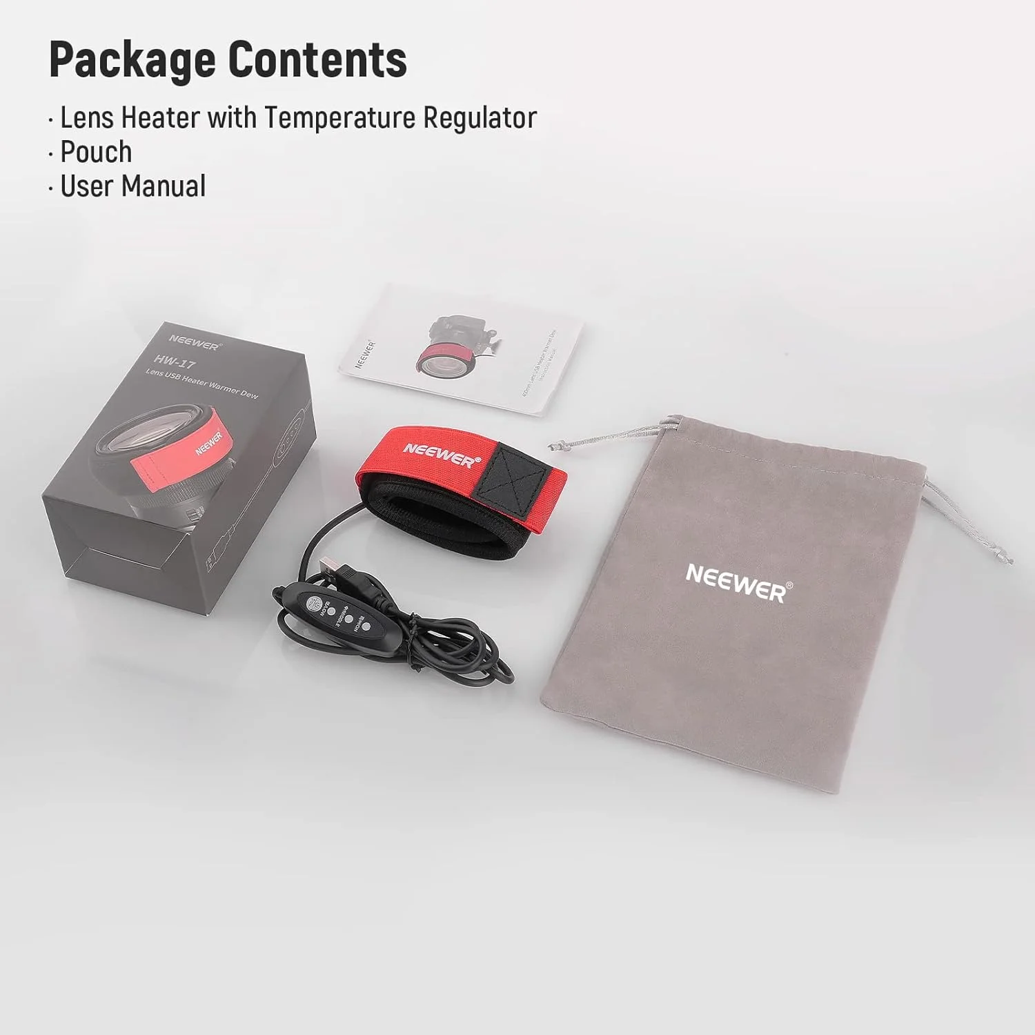 گرمکن لنز USB نیور، گرمکن لنز 500 میلی‌متری/20 اینچی برای دوربین DSLR و تلسکوپ، دارای 3 تنظیمات تنظیم‌کننده دما، نوار گرمکن ضد شبنم از ایجاد شبنم، مه و تراکم برای عکاسی نجومی دوربین تلسکوپ جلوگیری می‌کند