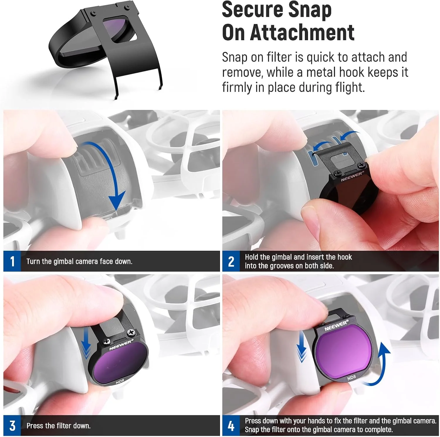 مجموعه فیلتر ND نیور سازگار با DJI NEO، بسته 6 عددی ND8/ND16/ND32/ND64/CPL/UV فیلتر پلاریزه دایره ای با تراکم خنثی لوازم جانبی پهپاد، شیشه نوری HD چند لایه باریک، FL-N31