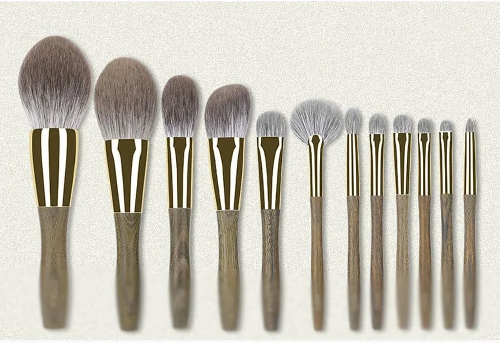 SKipdr 12 Green Sandalwood Makeup Brush Set Full Set Of Loose Powder Brush Eyeshadow Green Sandalwood
