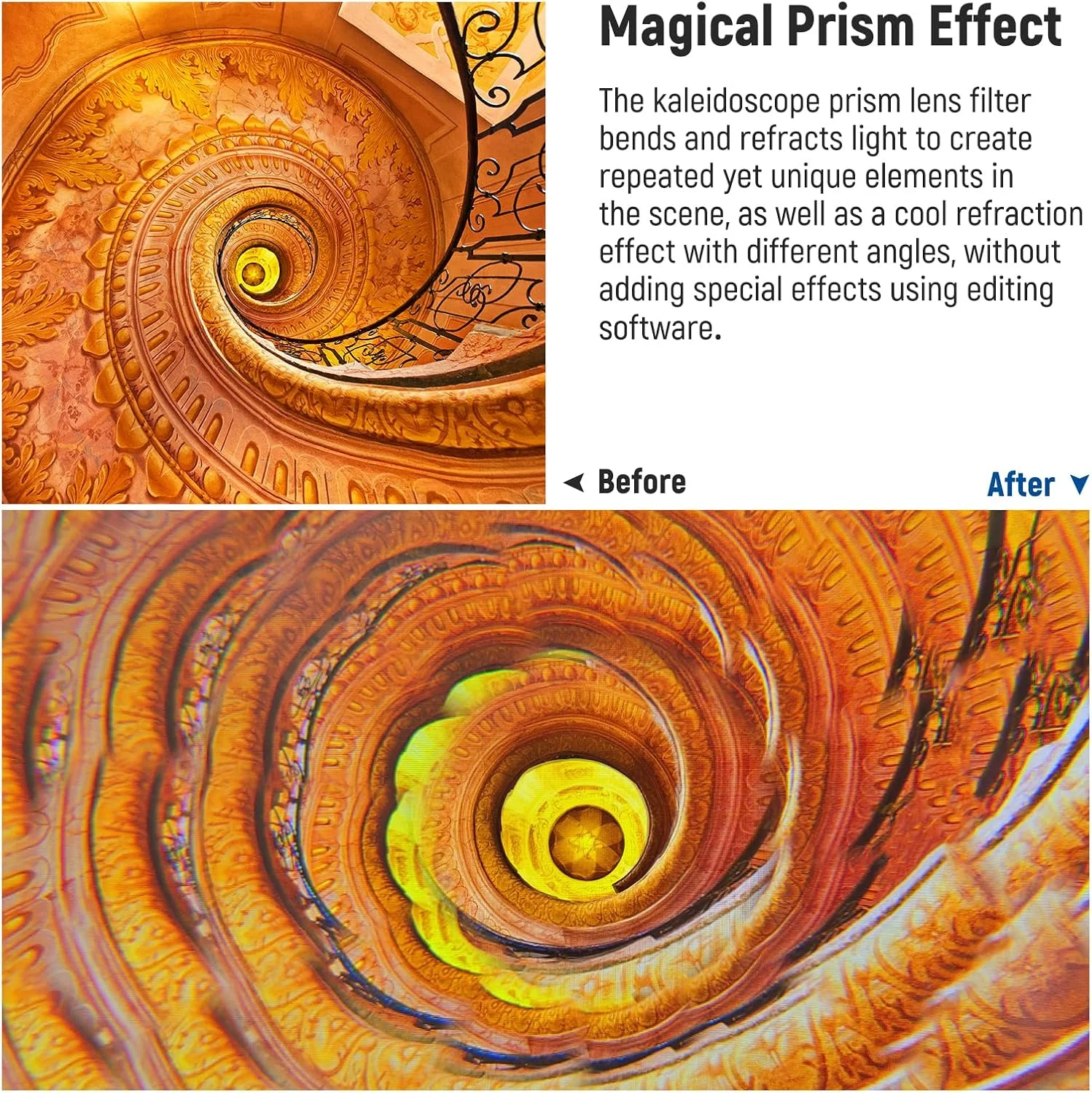 فیلتر لنز منشوری کالیدوسکوپ دستی 77 میلی‌متری NEEWER، فیلتر افکت لنز دوربین منشوری شیشه ای با دسته 2 انگشتی، شکست چندگانه، تعداد متغیر سوژه های عکاسی، لوازم جانبی عکاسی DSLR