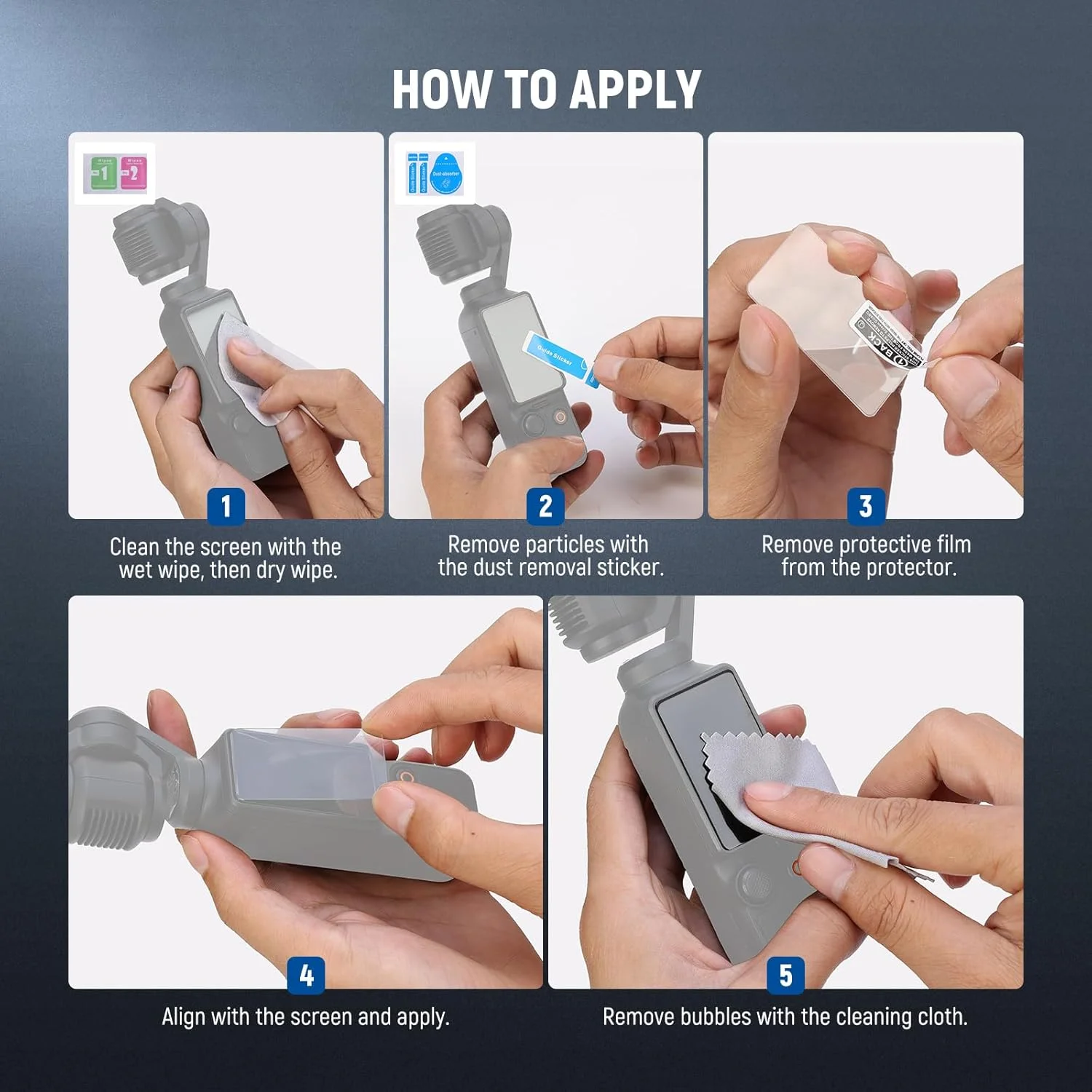 کیت محافظ صفحه نمایش نیور پاکت 3 (بسته 3 عددی) سازگار با لوازم جانبی DJI Osmo Pocket 3 Creator Combo، فیلم محافظ شیشه ای سخت 9H HD ضد خش برای صفحه لمسی و لنز دوربین گیمبال، CA140