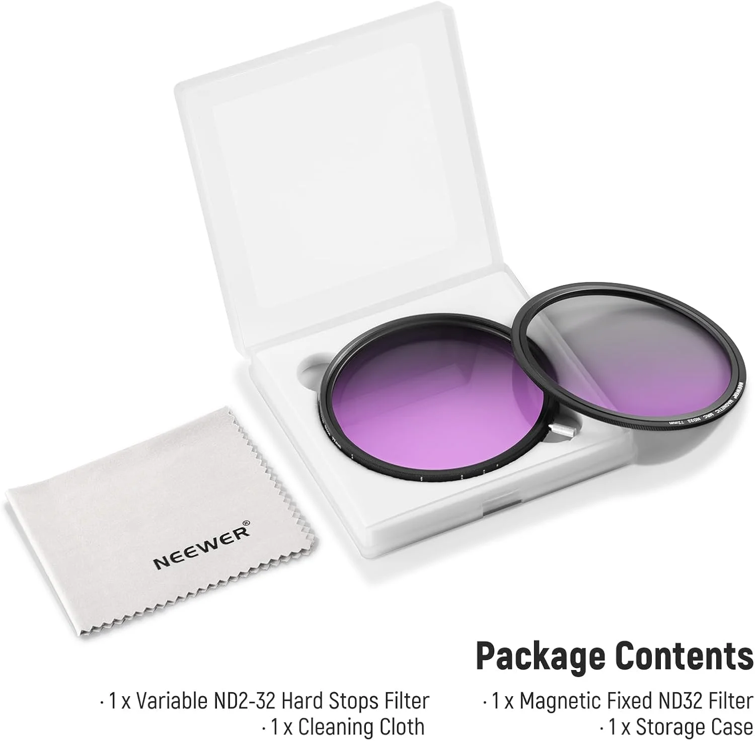 فیلتر ND متغیر 72 میلی‌متری NEEWER HD با رنگ‌های واقعی ND2-512 (1-9 استاپ)، فیلتر لنز VND و مغناطیسی ND32، فیلتر چگالی خنثی با پوشش چند لایه، بدون تغییر رنگ/بدون ضربدر X/بدون وینیتینگ
