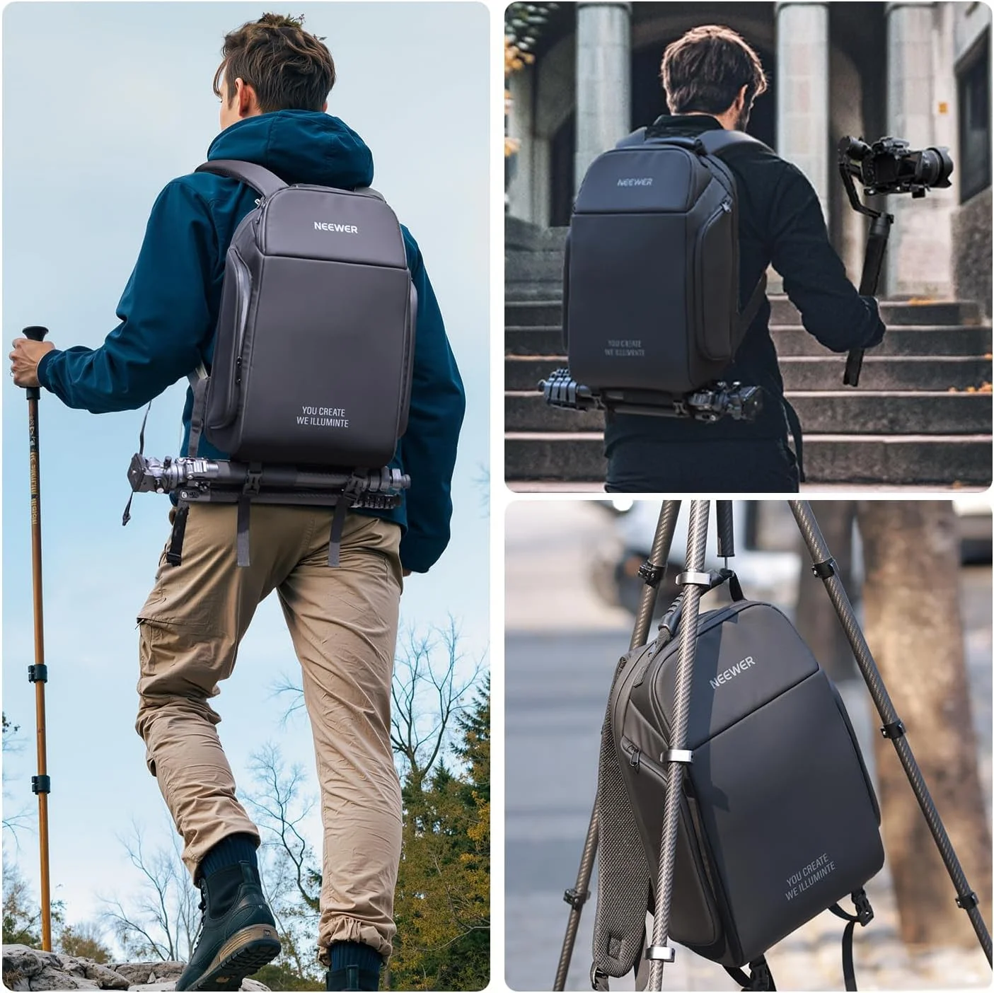 کیف دوربین عکاسی NEEWER BASICS، کوله پشتی دیجیتال ضد آب و مقاوم در برابر ضربه، کیف بزرگ سازگار با لنزهای بدون آینه DSLR سونی کانن نیکون و لوازم جانبی کوچک عکاسی، PB26 مشکی