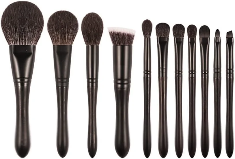 ست 11 عددی براش آرایشی پودری Skipdr، شامل براش رژگونه، هایلایتر، سایه چشم، کانسیلر، ابرو و براش های آرایشی مشکی