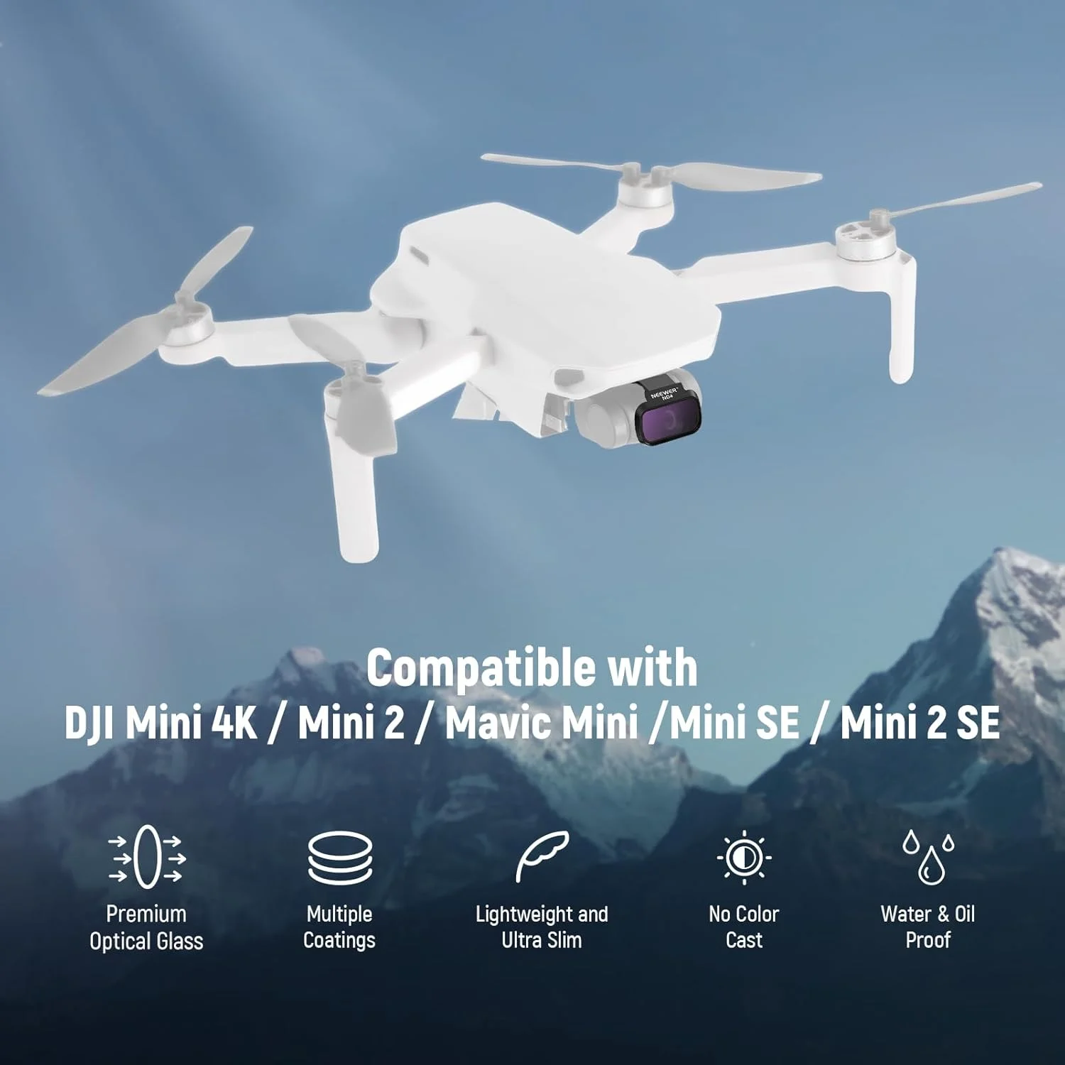 مجموعه فیلتر ND نیور سازگار با DJI Mini 4K/2 SE/SE/2/Mavic Mini (بسته 4 عددی) ND4 + ND8 + ND16 + ND32 اتصال سریع شیشه نوری HD چند لایه فیلتر لنز دوربین پهپاد با تراکم خنثی، FL-B39 مجموعه فیلتر ND نیور سازگار با DJI Mini 4K/2 SE/SE/2/Mavic Mini (بسته 4 عددی) ND4 + ND8 + ND16 + ND32 اتصال سریع شیشه نوری HD چند لایه فیلتر لنز دوربین پهپاد با تراکم خنثی، FL-B39
