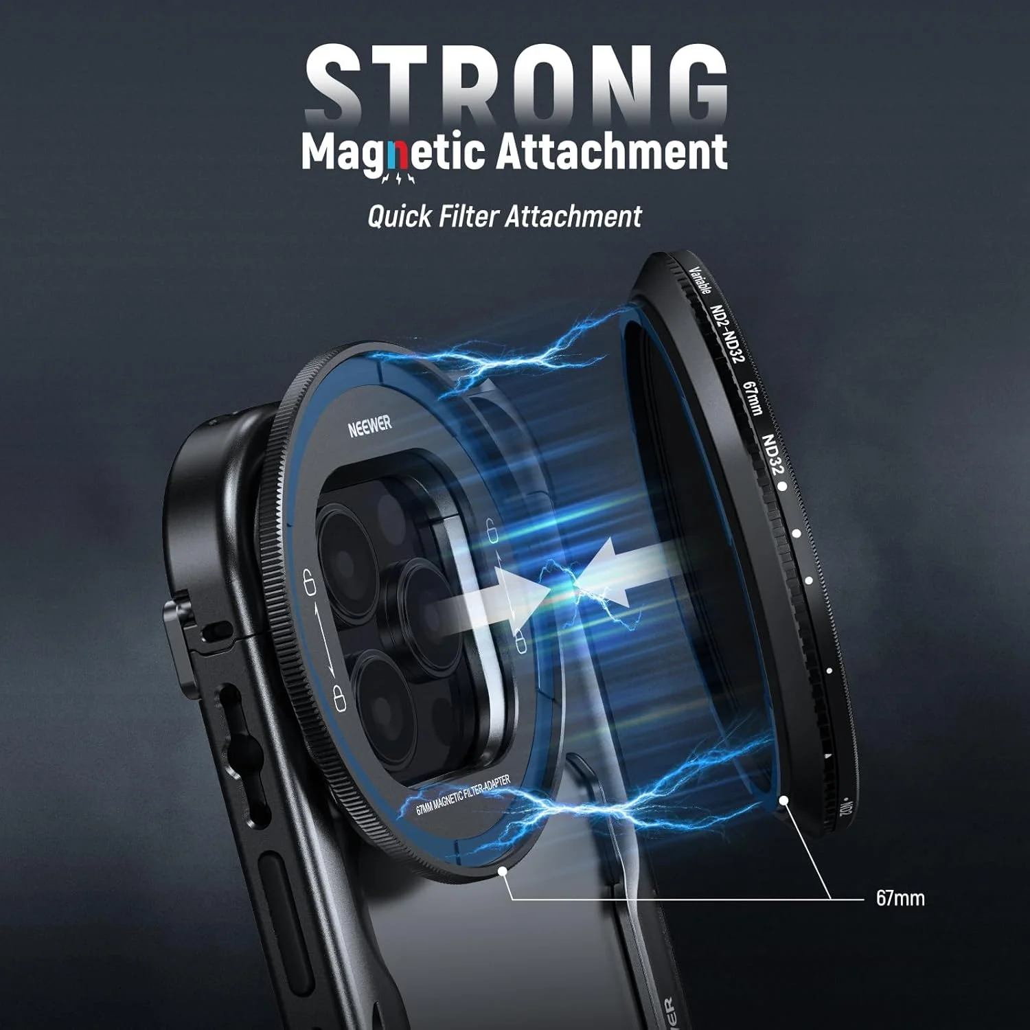 ست فیلتر ND مغناطیسی 67 میلیمتری NEEWER، متغیر ND2-32 (1-5 استاپ) چند لایه HD با آداپتور صفحه پشتی فیلتر مغناطیسی، سازگار با قفس تلفن iPhone 16 Pro/16 Pro Max (PA073/PA074) ست فیلتر ND مغناطیسی 67 میلیمتری NEEWER، متغیر ND2-32 (1-5 استاپ) چند لایه HD با آداپتور صفحه پشتی فیلتر مغناطیسی، سازگار با قفس تلفن iPhone 16 Pro/16 Pro Max (PA073/PA074)
