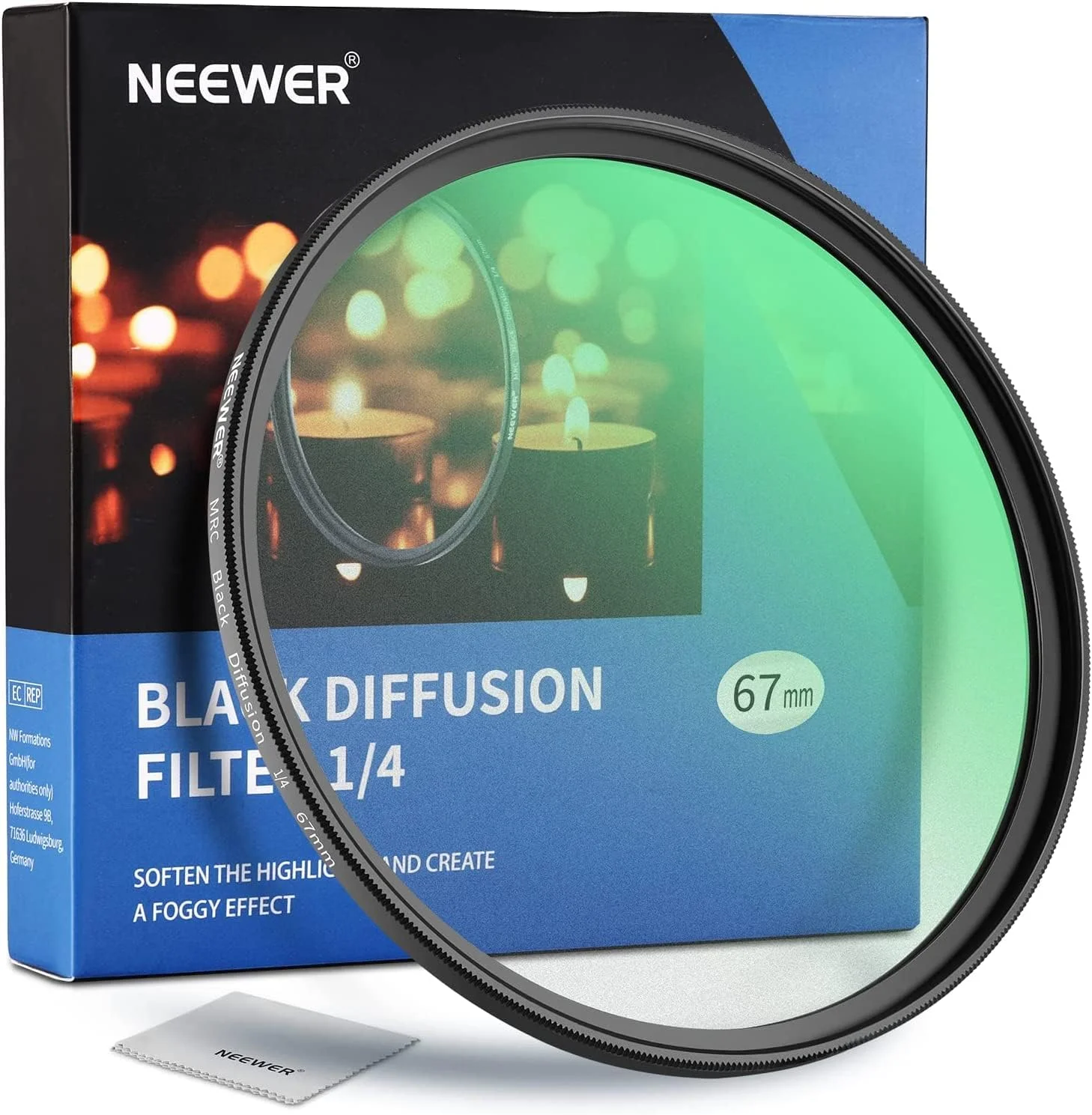 فیلتر دیفیوژن مشکی 67 میلیمتری 1/4 NEEWER، فیلتر ایجاد جلوه سینمایی رویایی و مهآلود، شیشه اپتیکال HD فوقالعاده باریک، مقاوم در برابر آب و خراش، 30 لایه پوشش نانو برای عکاسی پرتره/فیلمبرداری/ولاگ فیلتر دیفیوژن مشکی 67 میلیمتری 1/4 NEEWER، فیلتر ایجاد جلوه سینمایی رویایی و مهآلود، شیشه اپتیکال HD فوقالعاده باریک، مقاوم در برابر آب و خراش، 30 لایه پوشش نانو برای عکاسی پرتره/فیلمبرداری/ولاگ