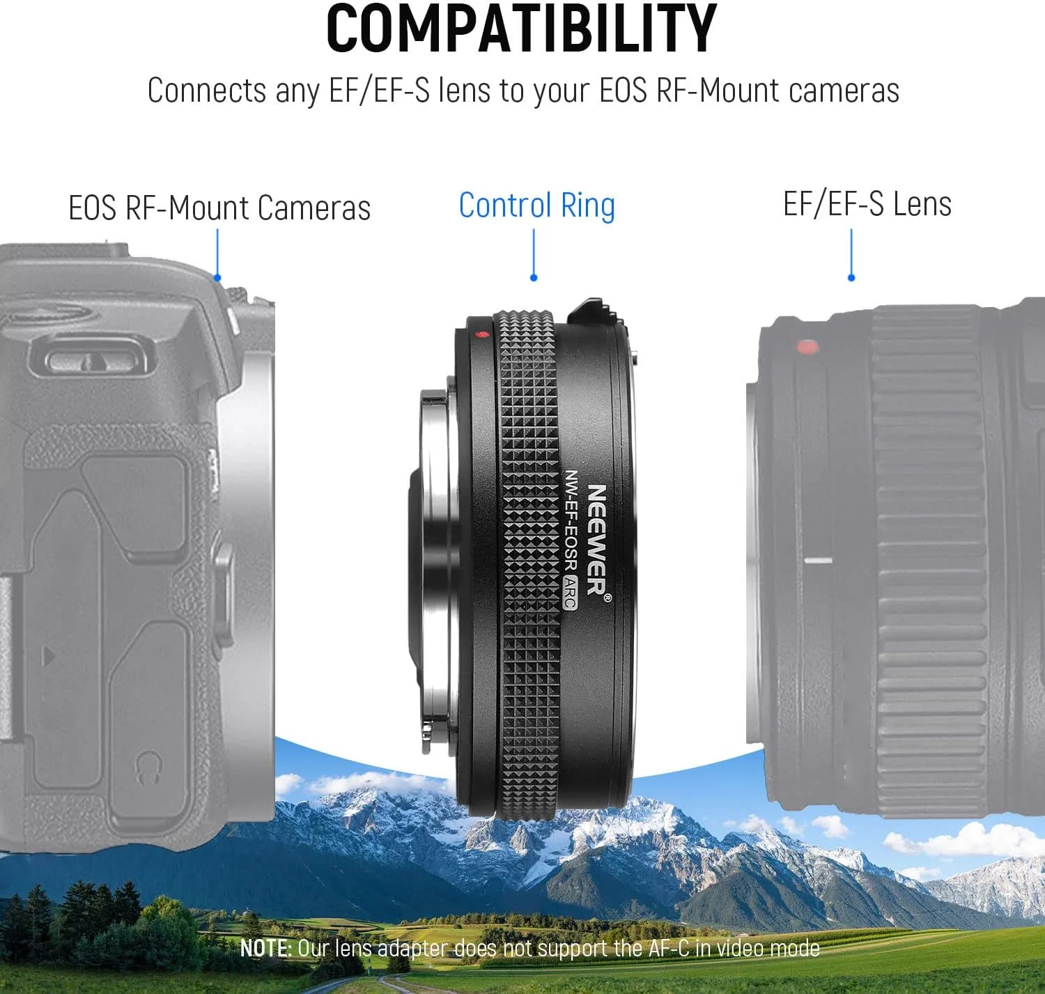 آداپتور نصب لنز NEEWER EF به RF با فوکوس خودکار و حلقه کنترل، سازگار با لنزهای Canon EF/EF-S و دوربین های EOS R Ra RP R6 R5 R3 R7 R10 R8 R50، حداکثر 2 کیلوگرم، NW-EF -EOSR ARC آداپتور نصب لنز NEEWER EF به RF با فوکوس خودکار و حلقه کنترل، سازگار با لنزهای Canon EF/EF-S و دوربین های EOS R Ra RP R6 R5 R3 R7 R10 R8 R50، حداکثر 2 کیلوگرم، NW-EF -EOSR ARC