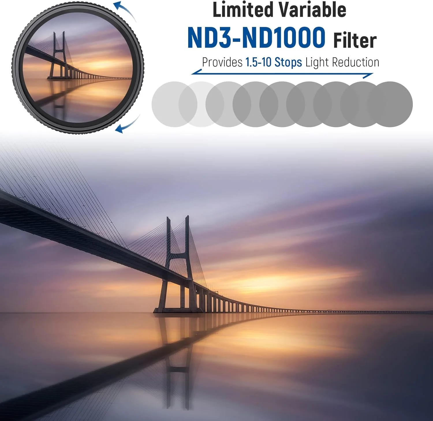 فیلتر ND متغیر Neewer 67mm ND3-ND1000، فیلتر کاهنده نور خنثی 1.5-10 استاپ با شیشه اپتیکال HD و پوشش نانو 30 لایه دو طرفه، ضد آب/ضد خش/فریم آلومینیومی فیلتر ND متغیر Neewer 67mm ND3-ND1000، فیلتر کاهنده نور خنثی 1.5-10 استاپ با شیشه اپتیکال HD و پوشش نانو 30 لایه دو طرفه، ضد آب/ضد خش/فریم آلومینیومی