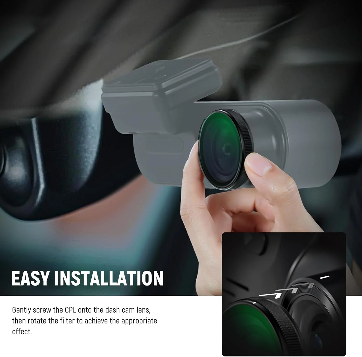 فیلتر CPL دوربین خودرو نیوئر سازگار با VIOFO A229/A139/A139Pro/T130/WM1، فیلتر پلاریزه دایره ای، لوازم جانبی دوربین خودرو، کاهش انعکاس و تابش خیره کننده/تقویت کنتراست/شیشه اپتیکال HD چند لایه فیلتر CPL دوربین خودرو نیوئر سازگار با VIOFO A229/A139/A139Pro/T130/WM1، فیلتر پلاریزه دایره ای، لوازم جانبی دوربین خودرو، کاهش انعکاس و تابش خیره کننده/تقویت کنتراست/شیشه اپتیکال HD چند لایه