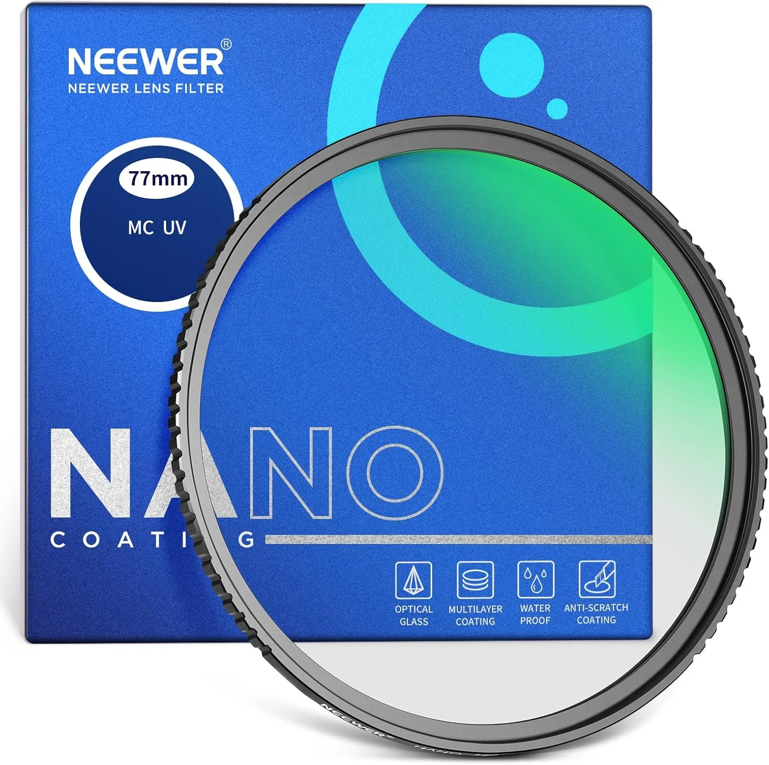 فیلتر محافظ فرابنفش 77 میلیمتری NEEWER MC با 24 لایه پوشش نانو مقاوم / شیشه نوری HD / ضد آب / ضد خش / فریم آلیاژ آلومینیوم فوقالعاده باریک / فیلتر فرابنفش فیلتر محافظ فرابنفش 77 میلیمتری NEEWER MC با 24 لایه پوشش نانو مقاوم / شیشه نوری HD / ضد آب / ضد خش / فریم آلیاژ آلومینیوم فوقالعاده باریک / فیلتر فرابنفش