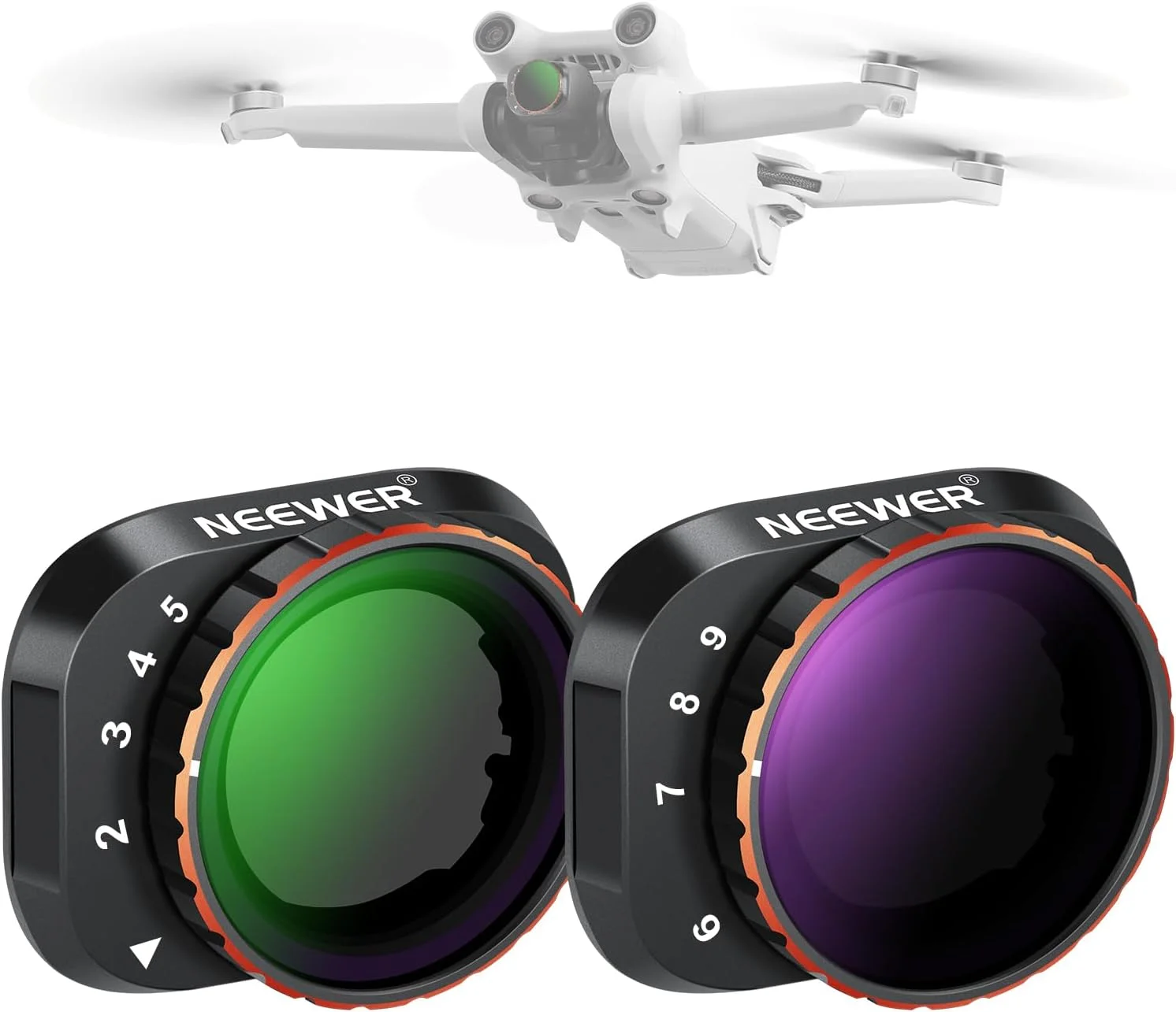 مجموعه فیلتر ND متغیر نیور سازگار با DJI Mini 3 Pro، ND2-32 (1-5 استاپ) + ND64-512 (6-9 استاپ) شیشه اپتیکال چند لایه HD، لوازم جانبی دوربین پهپاد برای عکاسی هوایی