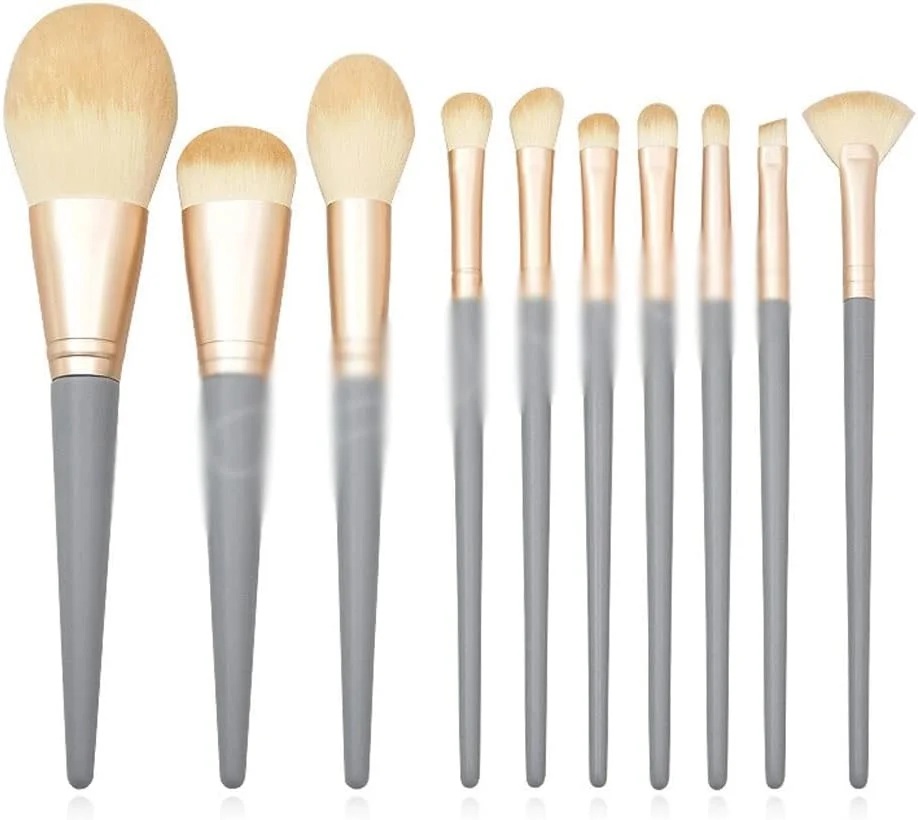 ست برس آرایشی 10 عددی SKipdr با دسته چوبی، برس پودر مات، ابزار آرایش