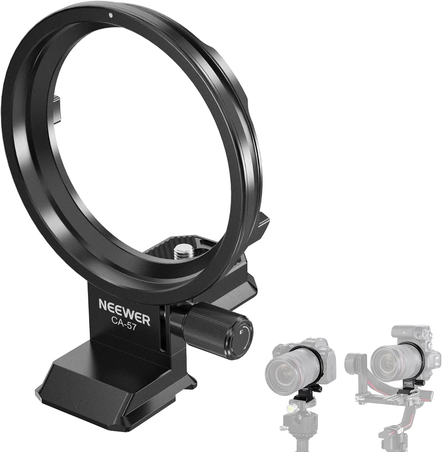 صفحه نصب پایه گردان Neewer برای Canon EOS R5 R5C R6 Mark II، حلقه نصب لنز سه پایه دوربین افقی به عمودی سریع سازگار با DJI RS 3/2 و سیستم رهاسازی سریع Arca، CA-57