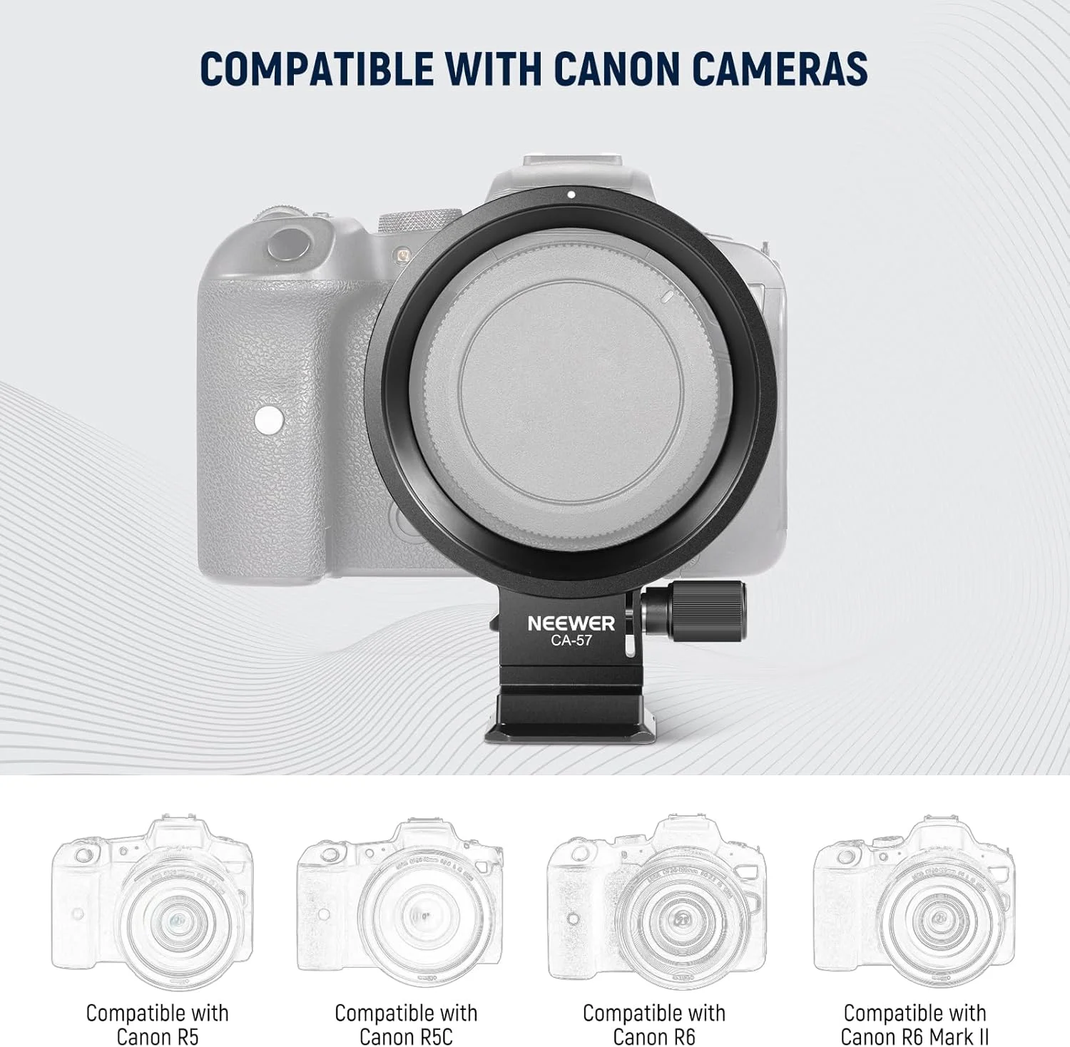 صفحه نصب پایه گردان Neewer برای Canon EOS R5 R5C R6 Mark II، حلقه نصب لنز سه پایه دوربین افقی به عمودی سریع سازگار با DJI RS 3/2 و سیستم رهاسازی سریع Arca، CA-57