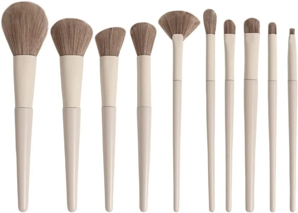 ست برس آرایشی پودر شل سفید نرم SKipdr 10، برس آرایشی، پودر فونداسیون، سایه چشم، ابرو، ابزار زیبایی هایلایت