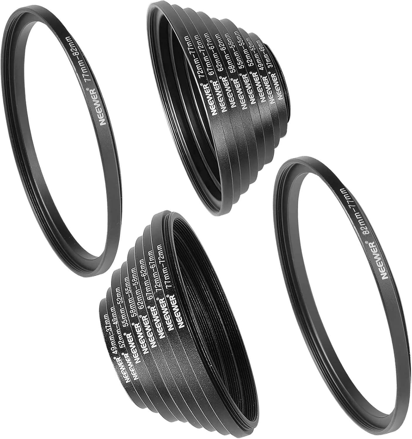 کیت حلقه آداپتور فیلتر لنز دوربین فلزی نیور 18 عددی - 9 عدد حلقه افزایش دهنده و 9 عدد حلقه کاهنده برای دوربین های DSLR کانن نیکون سونی المپوس، مشکی کیت حلقه آداپتور فیلتر لنز دوربین فلزی نیور 18 عددی - 9 عدد حلقه افزایش دهنده و 9 عدد حلقه کاهنده برای دوربین های DSLR کانن نیکون سونی المپوس، مشکی