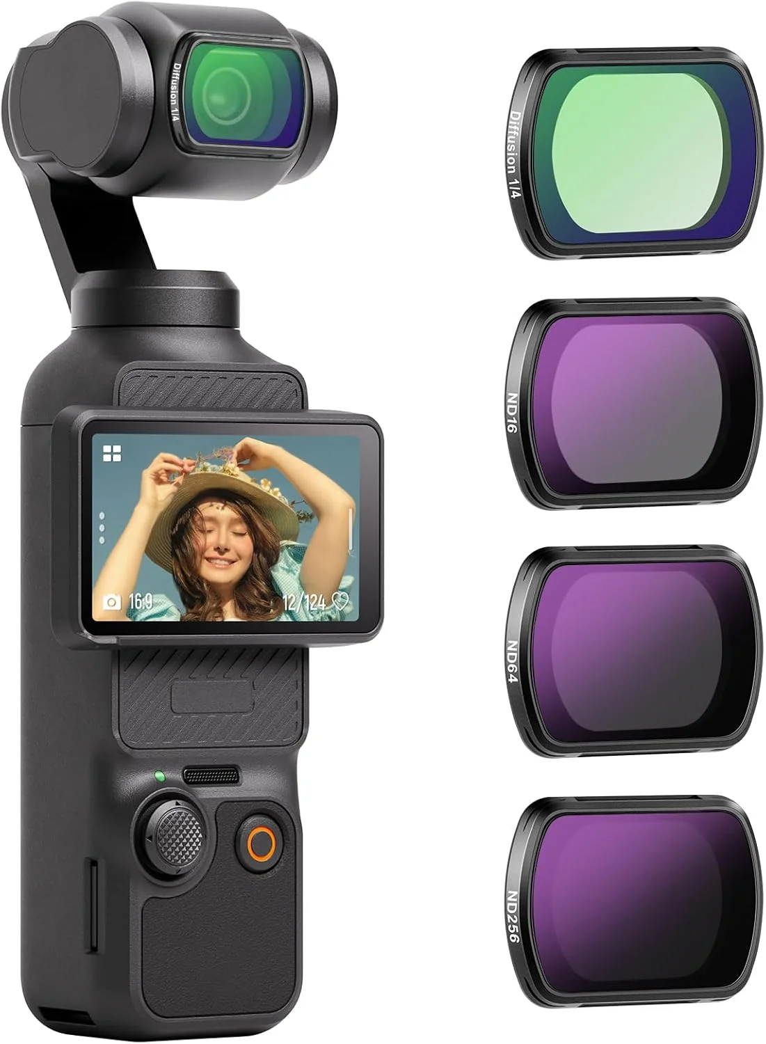 کیت فیلتر مغناطیسی ND و Black Diffusion 1/4 NEEWER سازگار با DJI OSMO Pocket 3 Creator Combo Accessories، دوربین اکشن 4 بسته فیلترهای چگالی خنثی (ND16 ND64 ND256) و Cinematic Mist کیت فیلتر مغناطیسی ND و Black Diffusion 1/4 NEEWER سازگار با DJI OSMO Pocket 3 Creator Combo Accessories، دوربین اکشن 4 بسته فیلترهای چگالی خنثی (ND16 ND64 ND256) و Cinematic Mist
