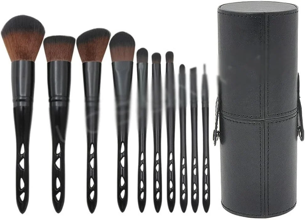 ست 10 عددی برس آرایشی متخلخل SKipdr، ابزار آرایش چشم با دسته مشکی