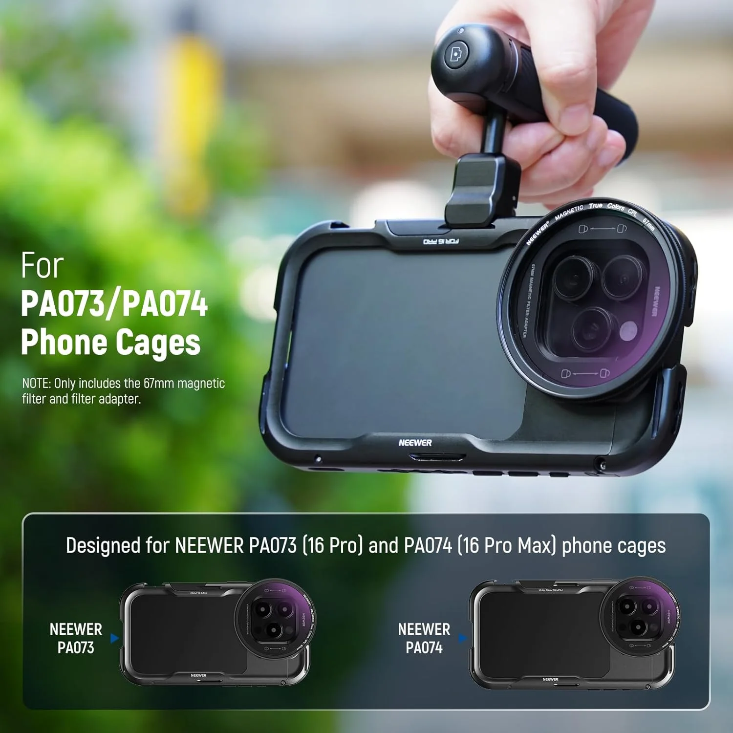 فیلتر پلاریزه دایره ای مغناطیسی 67 میلی متری NEEWER، پوشش چند لایه HD به همراه آداپتور صفحه پشتی مغناطیسی فیلتر، سازگار با قفس تلفن آیفون 16 پرو/16 پرو مکس (PA073/PA074) فیلتر پلاریزه دایره ای مغناطیسی 67 میلی متری NEEWER، پوشش چند لایه HD به همراه آداپتور صفحه پشتی مغناطیسی فیلتر، سازگار با قفس تلفن آیفون 16 پرو/16 پرو مکس (PA073/PA074)