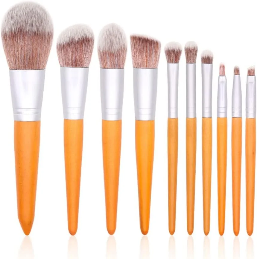 ست 10 عددی برس آرایشی SKipdr، ابزار آرایشی، دسته چوبی، برس سایه چشم، ست کامل برس های آرایشی