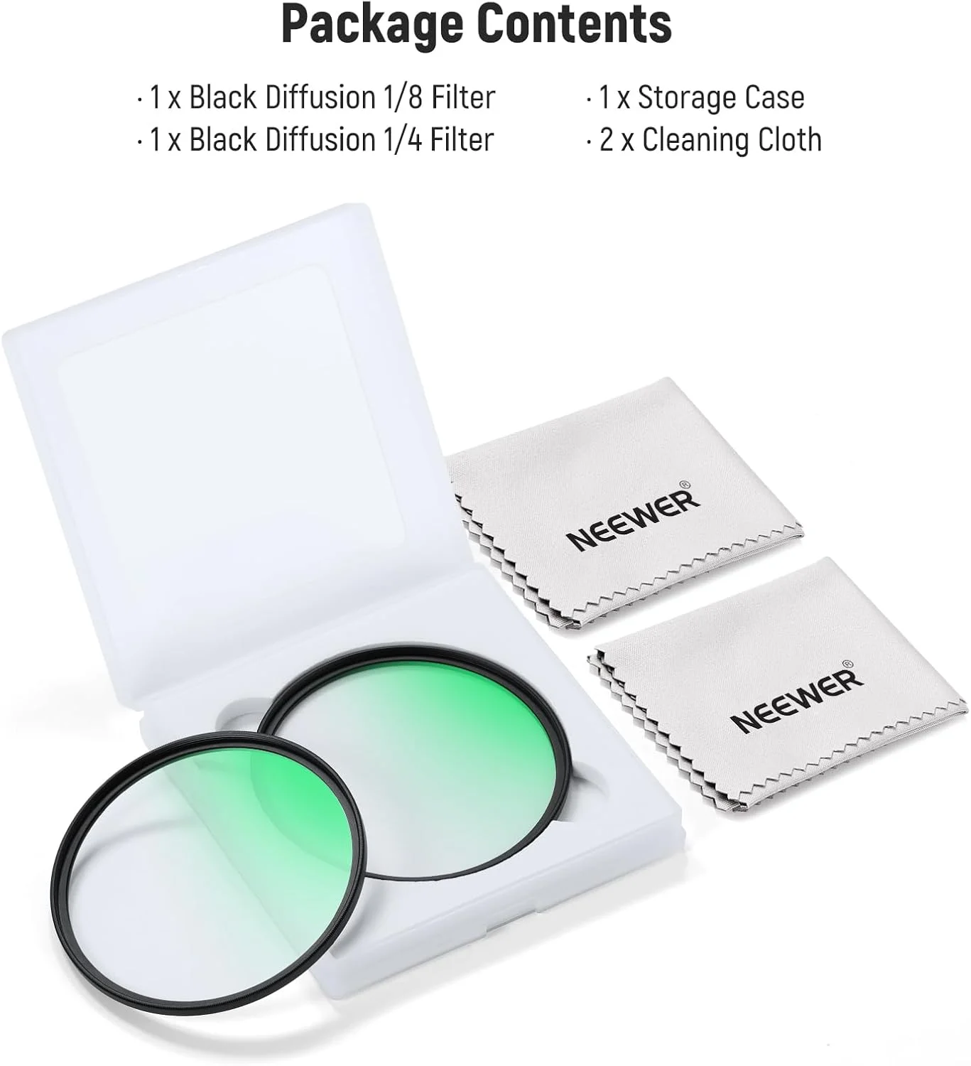 مجموعه فیلتر لنز دوربین NEEWER 67mm 1/4 و 1/8 Black Mist Diffusion (بسته 2 عددی)، فیلتر اثر سینمایی رویایی شیشه ای چند لایه با جعبه نگهداری و 2 عدد پارچه تمیز کننده برای عکاسی پرتره و فیلمبرداری مجموعه فیلتر لنز دوربین NEEWER 67mm 1/4 و 1/8 Black Mist Diffusion (بسته 2 عددی)، فیلتر اثر سینمایی رویایی شیشه ای چند لایه با جعبه نگهداری و 2 عدد پارچه تمیز کننده برای عکاسی پرتره و فیلمبرداری