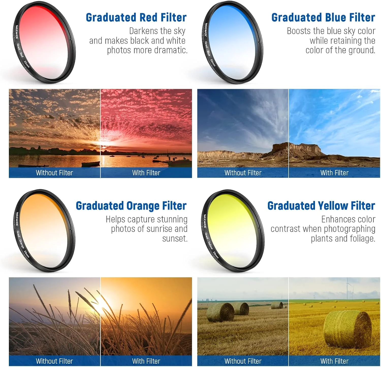 مجموعه فیلتر NEEWER 55mm ND/CPL/Effect با گیره لنز دوربین، مجموعه فیلترهای پلاریزه ND32 6 Point Star 4 Graduated Colour سازگار با 16 15 14 Pro Max Plus 13 12 Samsung مجموعه فیلتر NEEWER 55mm ND/CPL/Effect با گیره لنز دوربین، مجموعه فیلترهای پلاریزه ND32 6 Point Star 4 Graduated Colour سازگار با 16 15 14 Pro Max Plus 13 12 Samsung