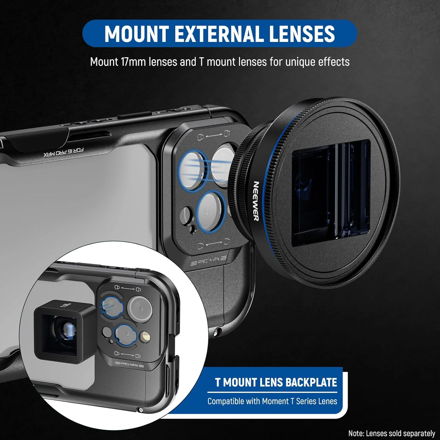 کیت قفس فیلمبرداری گوشی NEEWER 16 Pro Max با دو دسته جانبی رهاسازی سریع، به همراه آداپتور فیلتر 67 میلیمتری، مانت لنز 17 میلیمتری و آداپتور لنز T Mount سازگار با آیفون 16 Pro Max (PA074+PA045E+PA045B) کیت قفس فیلمبرداری گوشی NEEWER 16 Pro Max با دو دسته جانبی رهاسازی سریع، به همراه آداپتور فیلتر 67 میلیمتری، مانت لنز 17 میلیمتری و آداپتور لنز T Mount سازگار با آیفون 16 Pro Max (PA074+PA045E+PA045B)