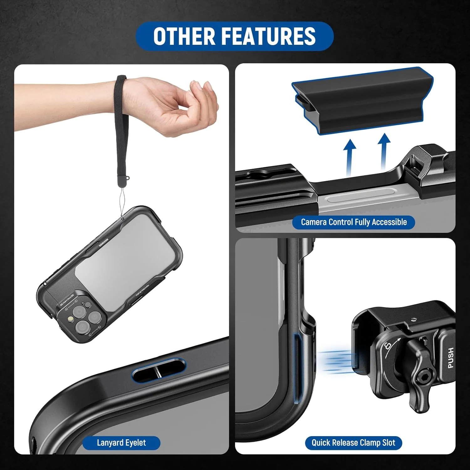کیت قفس فیلمبرداری گوشی NEEWER 16 Pro Max با دو دسته جانبی رهاسازی سریع، به همراه آداپتور فیلتر 67 میلیمتری، مانت لنز 17 میلیمتری و آداپتور لنز T Mount سازگار با آیفون 16 Pro Max (PA074+PA045E+PA045B) کیت قفس فیلمبرداری گوشی NEEWER 16 Pro Max با دو دسته جانبی رهاسازی سریع، به همراه آداپتور فیلتر 67 میلیمتری، مانت لنز 17 میلیمتری و آداپتور لنز T Mount سازگار با آیفون 16 Pro Max (PA074+PA045E+PA045B)