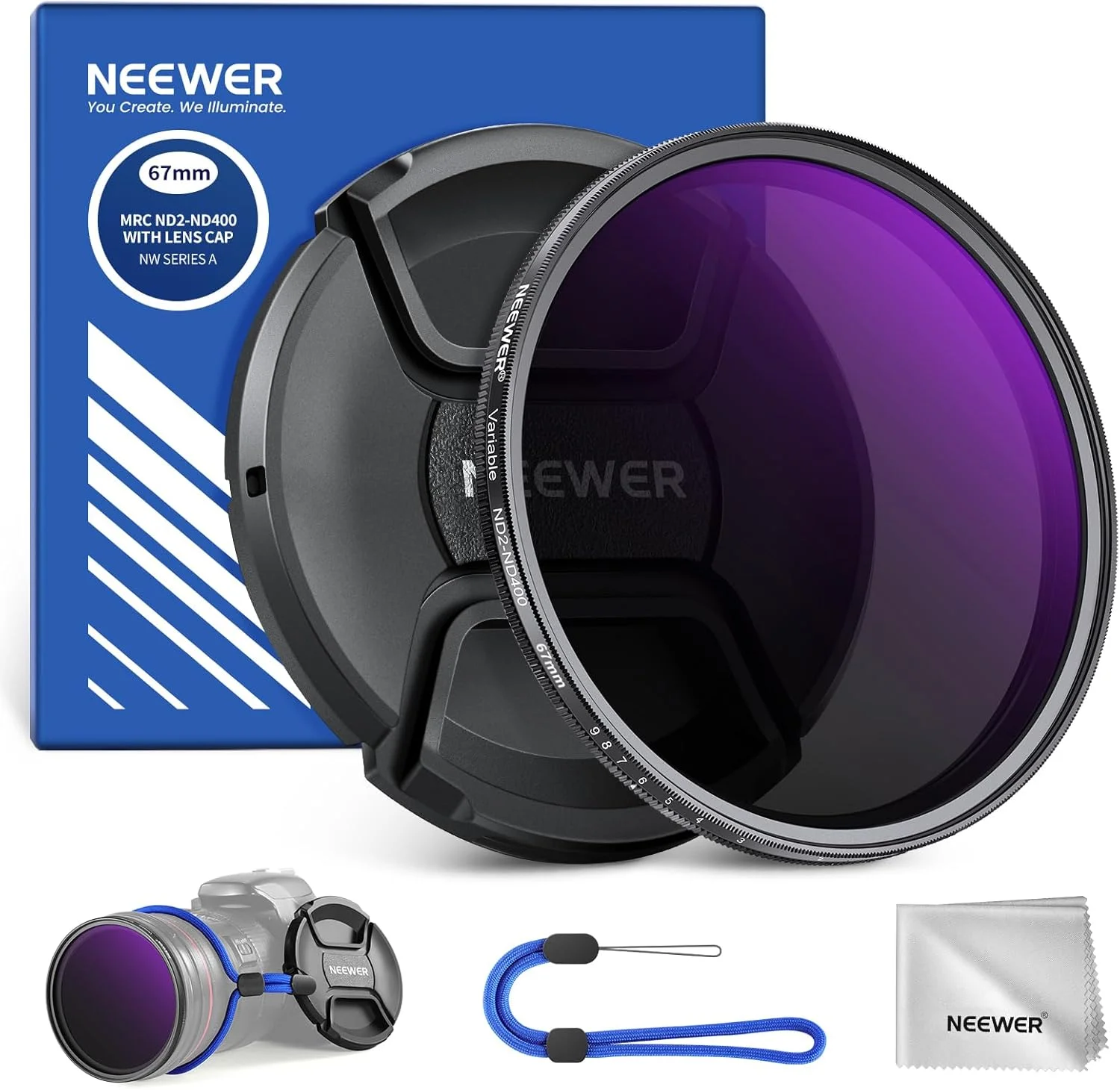 فیلتر ND متغیر NEEWER 67mm ND2-400 (1-9 استاپ) به همراه درب لنز، بند، پارچه تمیز کننده، تنظیم دقیق چگالی خنثی، مقاوم در برابر اثر انگشت و خراش، شیشه اپتیکال چند لایه فیلتر ND متغیر NEEWER 67mm ND2-400 (1-9 استاپ) به همراه درب لنز، بند، پارچه تمیز کننده، تنظیم دقیق چگالی خنثی، مقاوم در برابر اثر انگشت و خراش، شیشه اپتیکال چند لایه