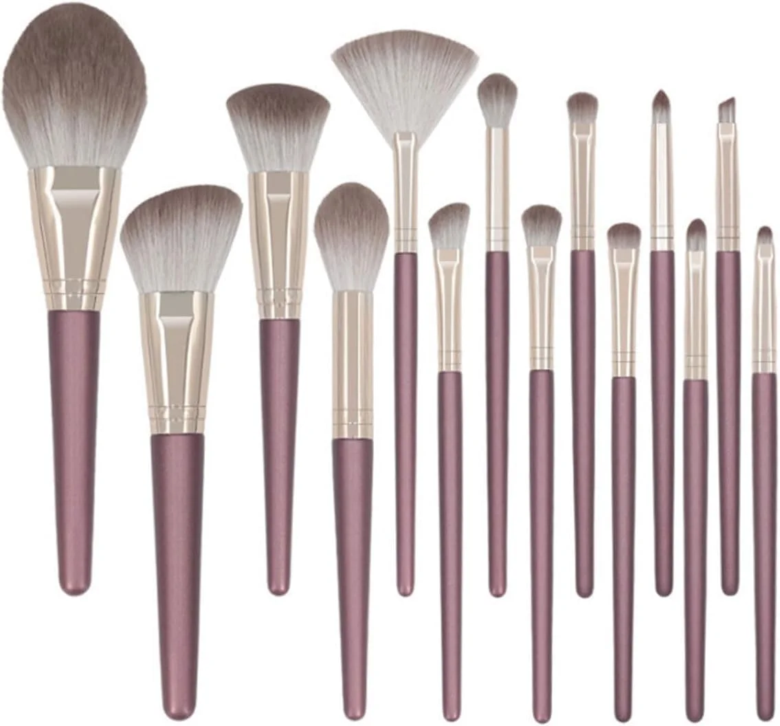 جاده ابریشم - ست براش آرایشی ممتاز 14 تکه ای مصنوعی - براش های آرایشی فونداسیون، کانسیلر، سایه چشم و رژگونه برای زنان و دختران
