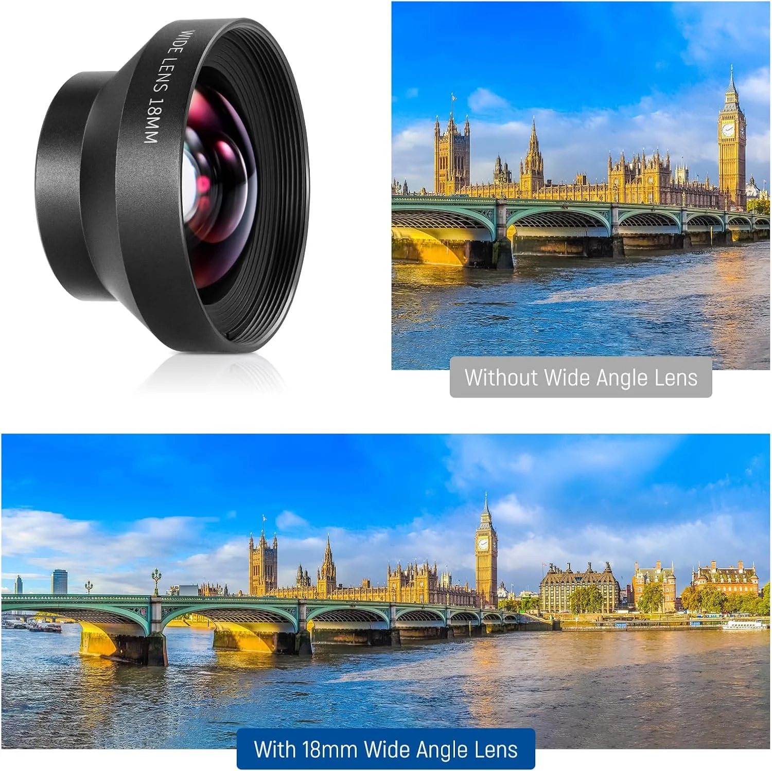 لنز زاویه باز 18 میلیمتری 100 درجه NEEWER HD فقط برای صفحه پشتی با رزوه 17 میلیمتری، بزرگنمایی 0.5X سازگار با قفس تلفن SmallRig NEEWER iPhone Samsung با آداپتور لنز 17 میلیمتری، LS-42 لنز زاویه باز 18 میلیمتری 100 درجه NEEWER HD فقط برای صفحه پشتی با رزوه 17 میلیمتری، بزرگنمایی 0.5X سازگار با قفس تلفن SmallRig NEEWER iPhone Samsung با آداپتور لنز 17 میلیمتری، LS-42