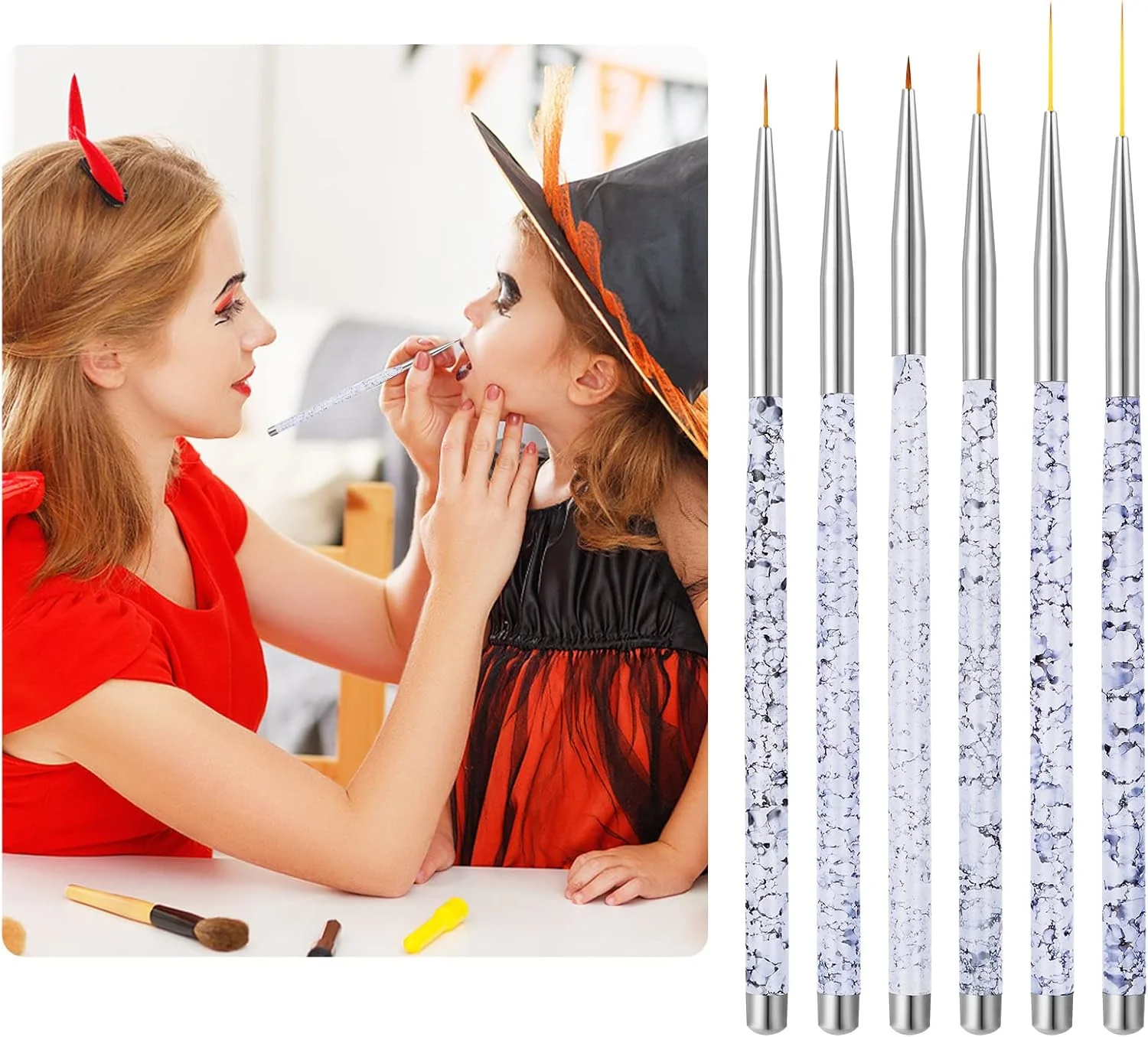 اپلیکاتورهای قلم مو خط چشم فعال شونده با آب Sibba، ابزار آرایشی هالووین، قلم موی زاویه دار با نوک ظریف، پلاستیکی، پالت کوچک، خط چشم میکرو نازک، ست ابرو، قلم نقاشی طراحی ناخن (6 عدد شفاف) اپلیکاتورهای قلم مو خط چشم فعال شونده با آب Sibba، ابزار آرایشی هالووین، قلم موی زاویه دار با نوک ظریف، پلاستیکی، پالت کوچک، خط چشم میکرو نازک، ست ابرو، قلم نقاشی طراحی ناخن (6 عدد شفاف)