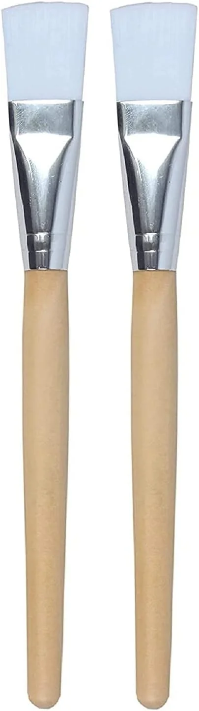Shopeum Professional Flat Face Pack Applicator Brush Cosmetic Makeup Set for Men and Women Facial Bleach Wooden Brush Brown Pack of 2 Multicolor