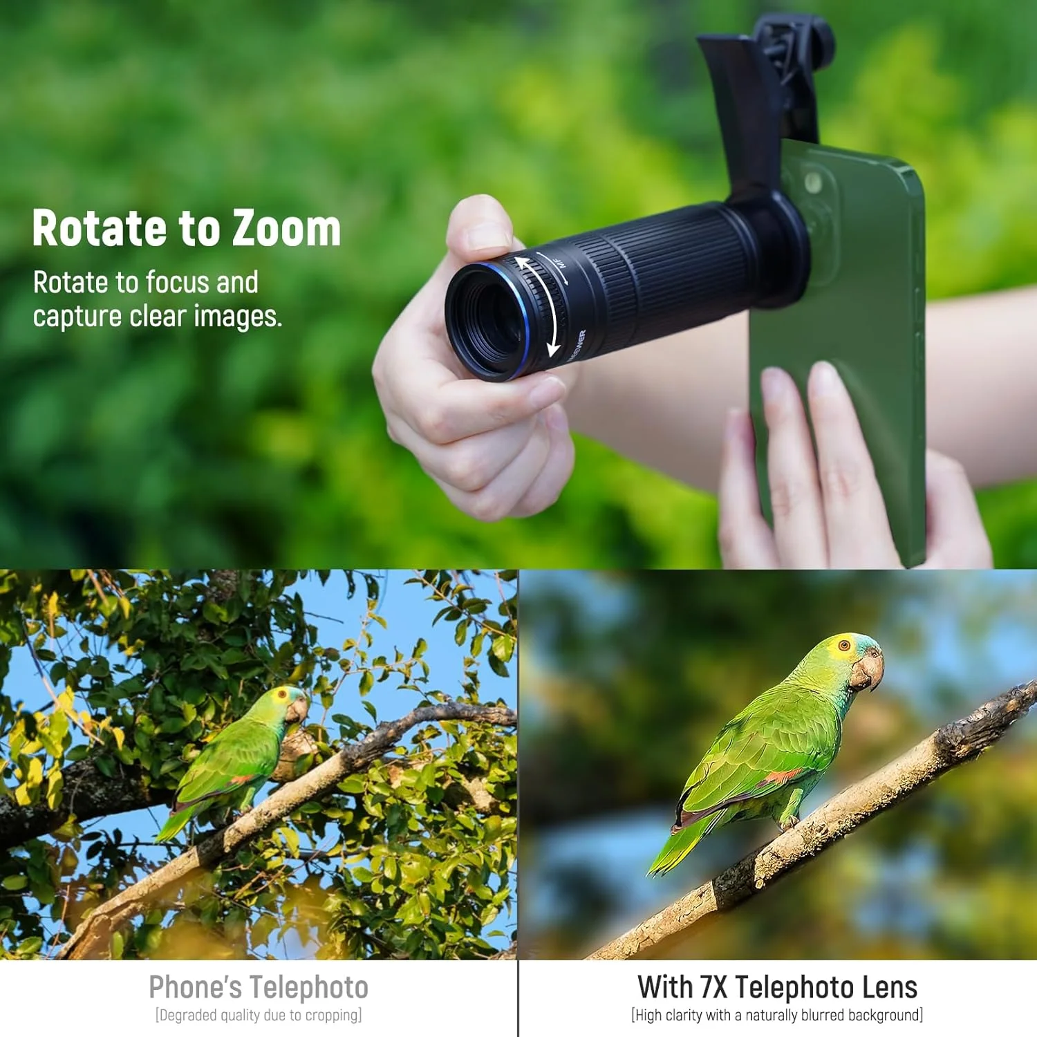 NEEWER 7X Telephoto Lens with Phone Camera Lens Clip, Detachable 10X Macro for 17mm Threaded Backplate/Phone Cage/Case Compatible with iPhone Samsung, LS-36 Ultra NEEWER 7X Telephoto Lens with Phone Camera Lens Clip, Detachable 10X Macro for 17mm Threaded Backplate/Phone Cage/Case Compatible with iPhone Samsung, LS-36 Ultra