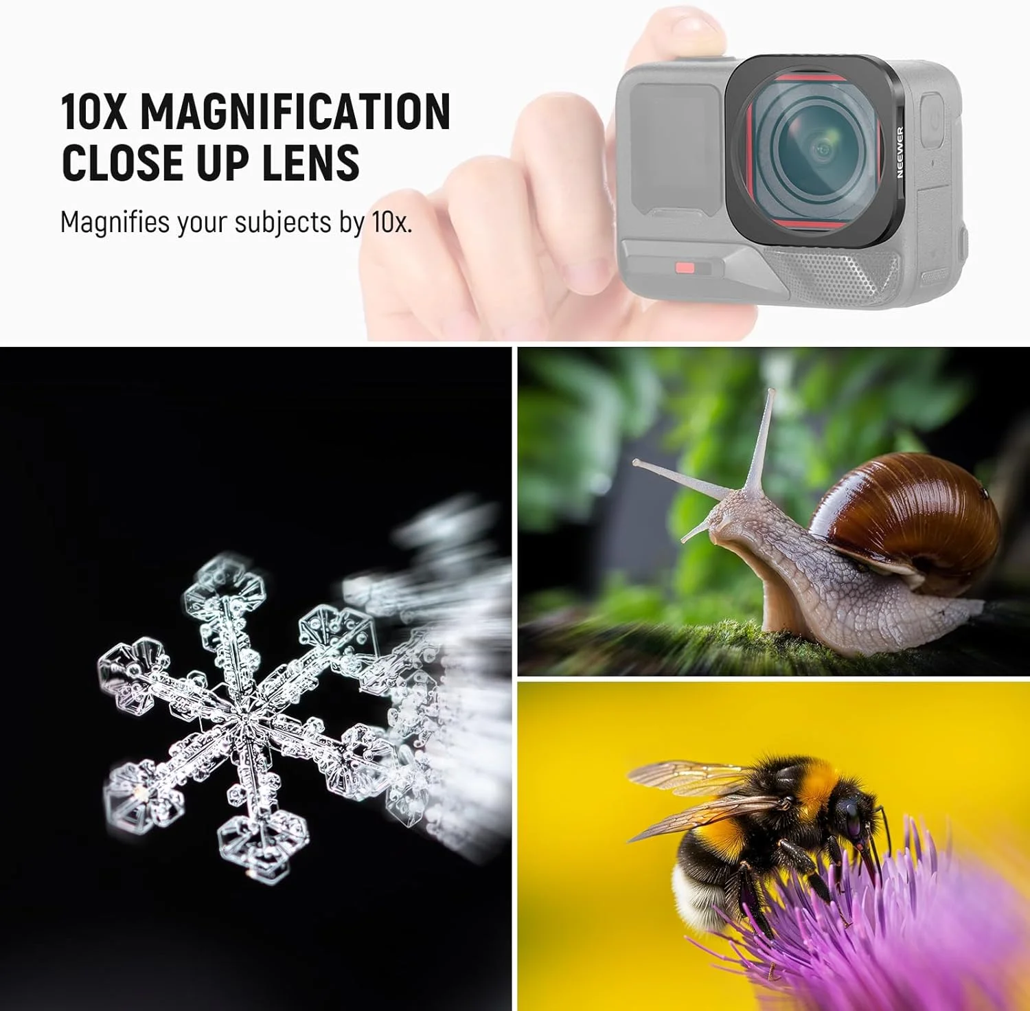 لنز ماکرو 10X نیور سازگار با Insta360 Ace Pro/Ace Pro 2، لنز بزرگنمایی دوربین اکشن برای عکاسی ماکرو از نمای نزدیک، فاصله کانونی: 7-10 سانتی متر، ضد آب نیست، LS-C40 لنز ماکرو 10X نیور سازگار با Insta360 Ace Pro/Ace Pro 2، لنز بزرگنمایی دوربین اکشن برای عکاسی ماکرو از نمای نزدیک، فاصله کانونی: 7-10 سانتی متر، ضد آب نیست، LS-C40