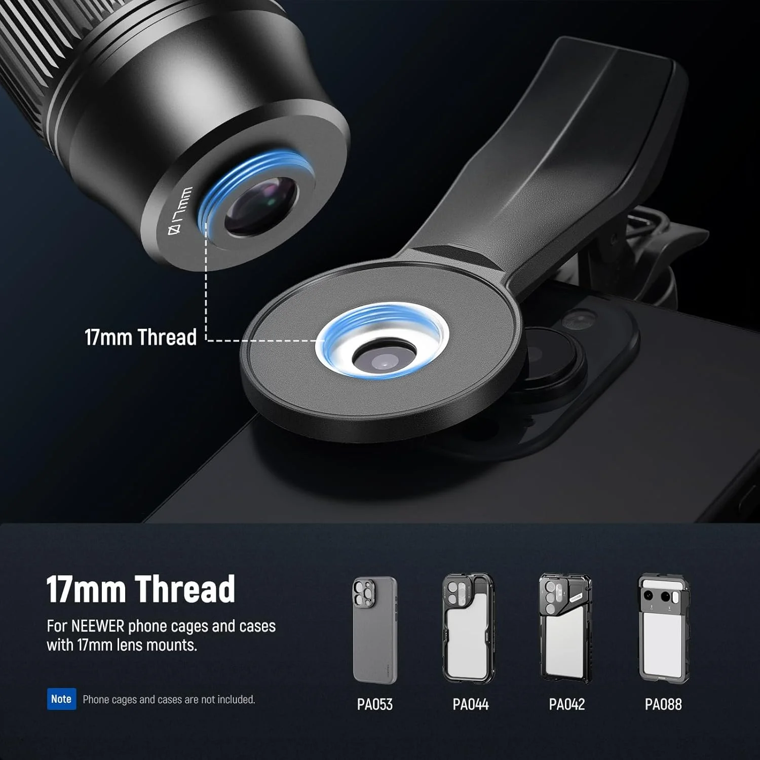 NEEWER 7X Telephoto Lens with Phone Camera Lens Clip, Detachable 10X Macro for 17mm Threaded Backplate/Phone Cage/Case Compatible with iPhone Samsung, LS-36 Ultra NEEWER 7X Telephoto Lens with Phone Camera Lens Clip, Detachable 10X Macro for 17mm Threaded Backplate/Phone Cage/Case Compatible with iPhone Samsung, LS-36 Ultra